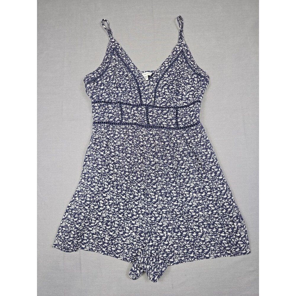 American Eagle Outfitters Navy Blue Floral Print Sleeveless Romper M